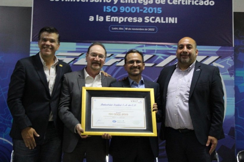 Recibe Scalini certificado ISO 9001:2015