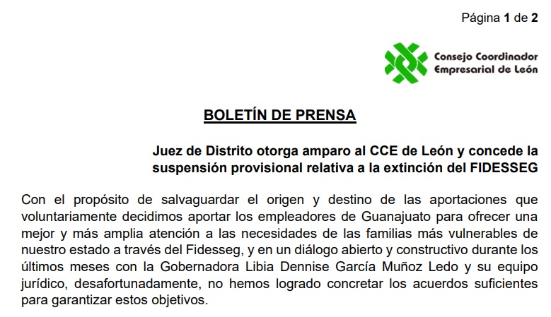 Otorga Juez suspensión provisional al CCE de León